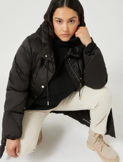 Lange Daunenjacke aus wasserabweisendem Satin