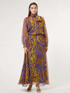 Langer Rock aus Seiden-Georgette