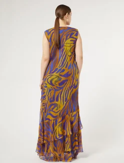 Langes Kleid aus bedruckter Georgette