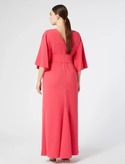 Langes Kleid aus Cady mit Stickereien