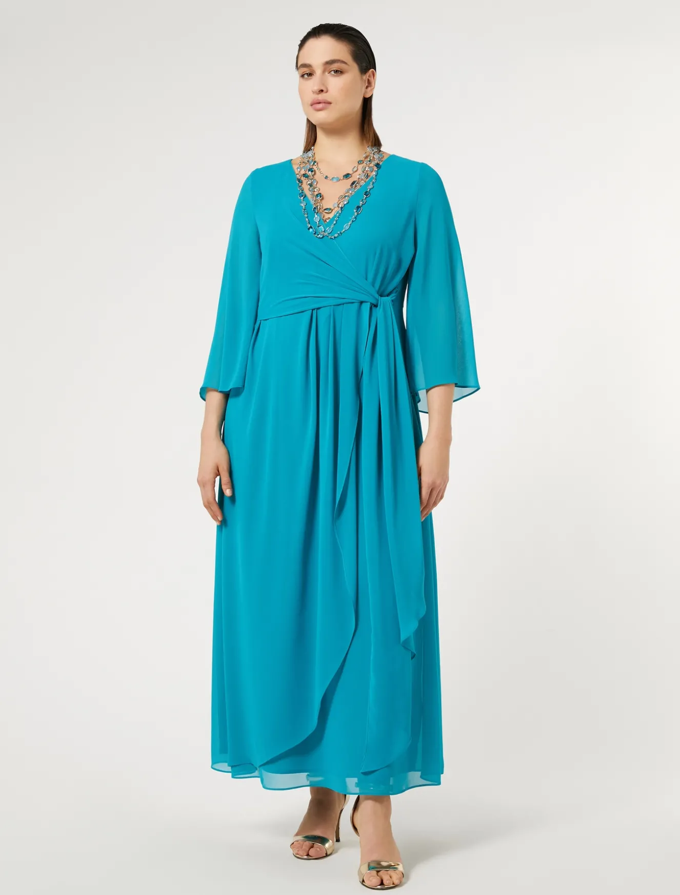 Langes Kleid aus Crêpe de Chine