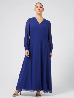 Langes Kleid aus Crêpe-Georgette