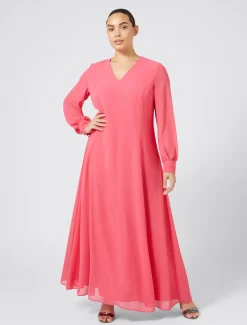 Langes Kleid aus Crêpe-Georgette