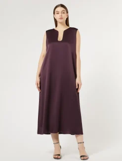 Langes Kleid aus Envers-Satin-Crêpe