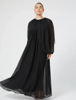 Langes Kleid aus Krepp-Georgette