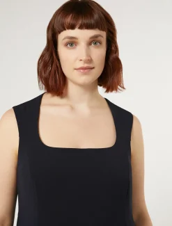 Langes Kleid aus Triacetat-Cady