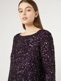 Langes Kleid mit Pailletten