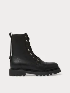 Leather combat boots