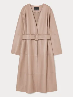 Leichter Mantel aus Nappaleder und Jersey