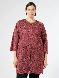 Leichter Mantel aus Taft mit Stickerei