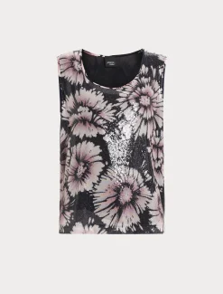 Oberteil aus Satin und Pailletten