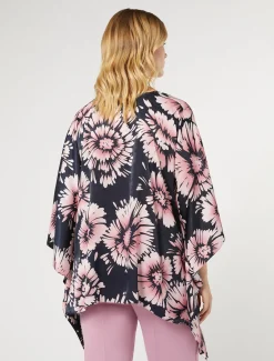 Poncho aus bedrucktem Satin