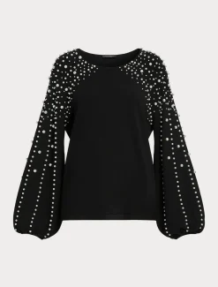 Pullover Stretch-Viskose mit Perlen