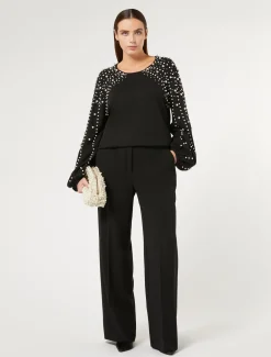 Pullover Stretch-Viskose mit Perlen