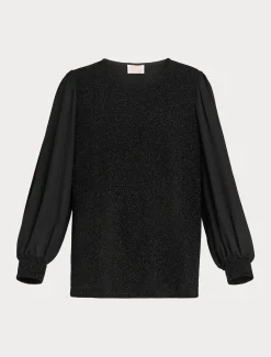 Sweatshirt aus Lamé-Jersey und Georgette