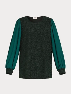 Sweatshirt aus Lamé-Jersey und Georgette