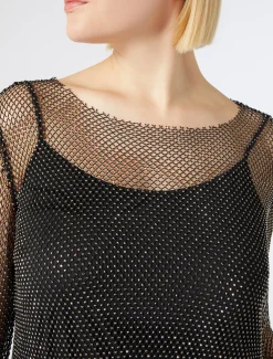 Top aus Netzgewebe mit Strass