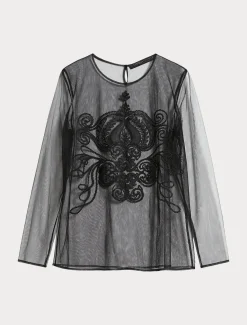 T-Shirt aus besticktem Tüll