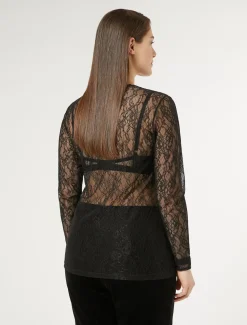 T-Shirt aus Stretch-Spitze