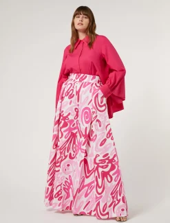 Weite Hose aus bedruckter Popeline