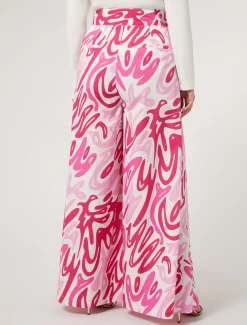 Weite Hose aus bedruckter Popeline