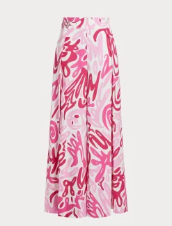 Weite Hose aus bedruckter Popeline